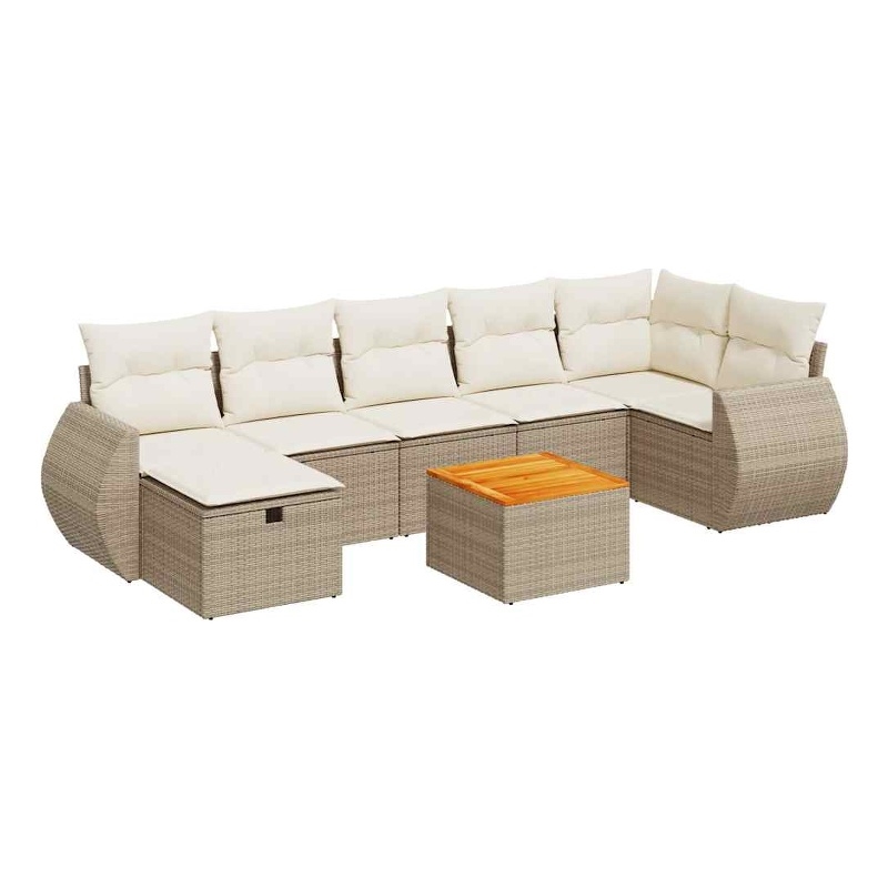 vidaXL 8 Piece Poly Rattan Sofa Set in Beige