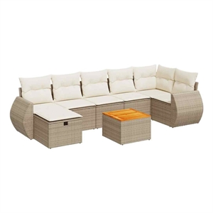 vidaXL 8 Piece Poly Rattan Sofa Set in Beige