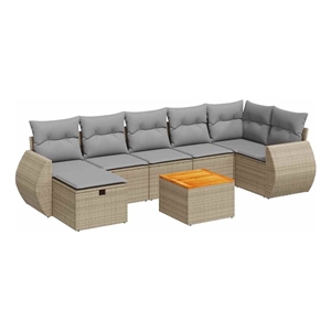 vidaXL 8 Piece Poly Rattan Sofa Set in Gray/Beige