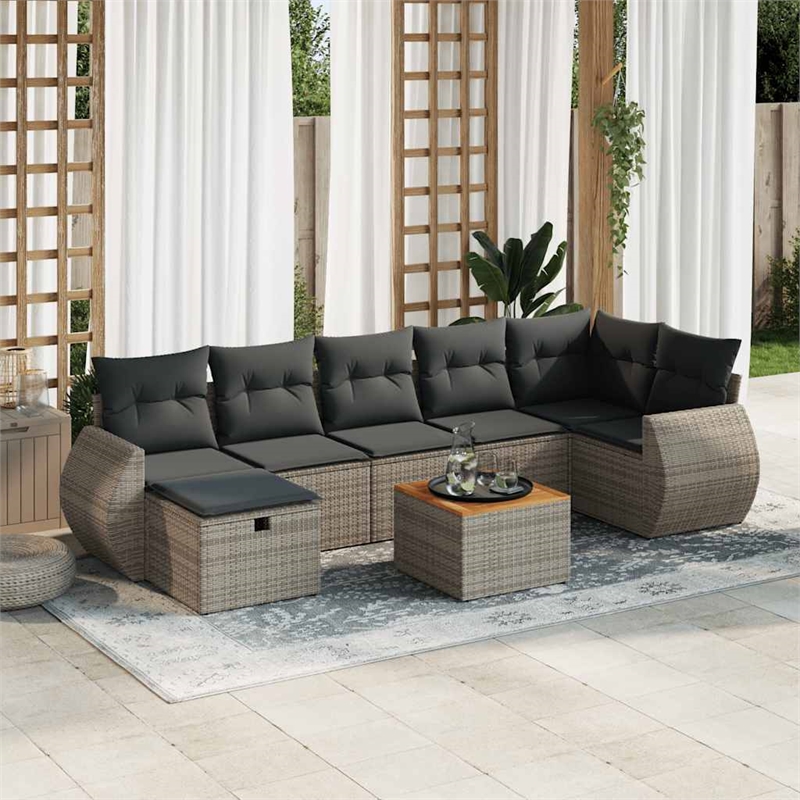 vidaXL 8 Piece Steel Sofa Set in Gray