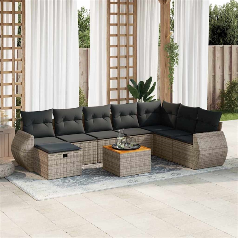 vidaXL 9 Piece Sofa Set in Gray/Brown