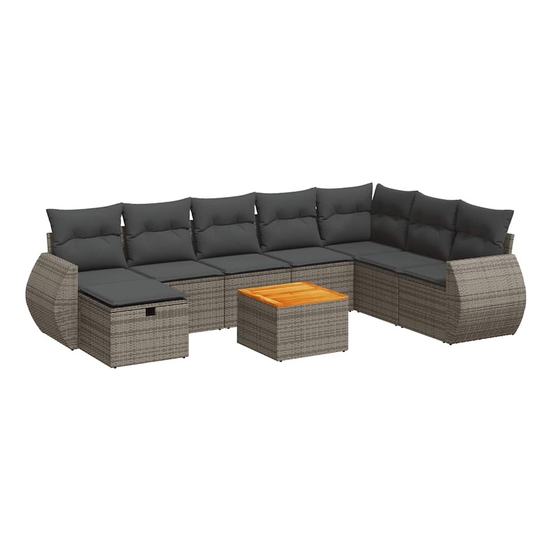 vidaXL 9 Piece Sofa Set in Gray/Brown
