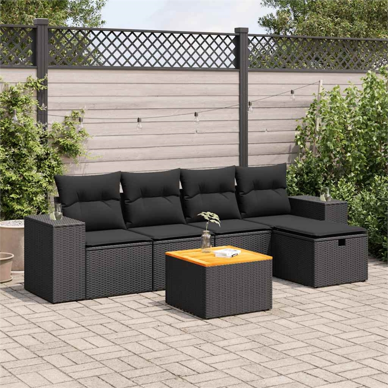 vidaXL 6 Piece Steel Sofa Set in Black