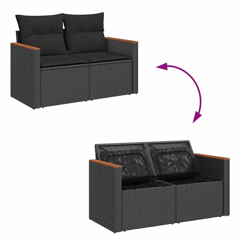 vidaXL 6 Piece Steel Sofa Set in Black
