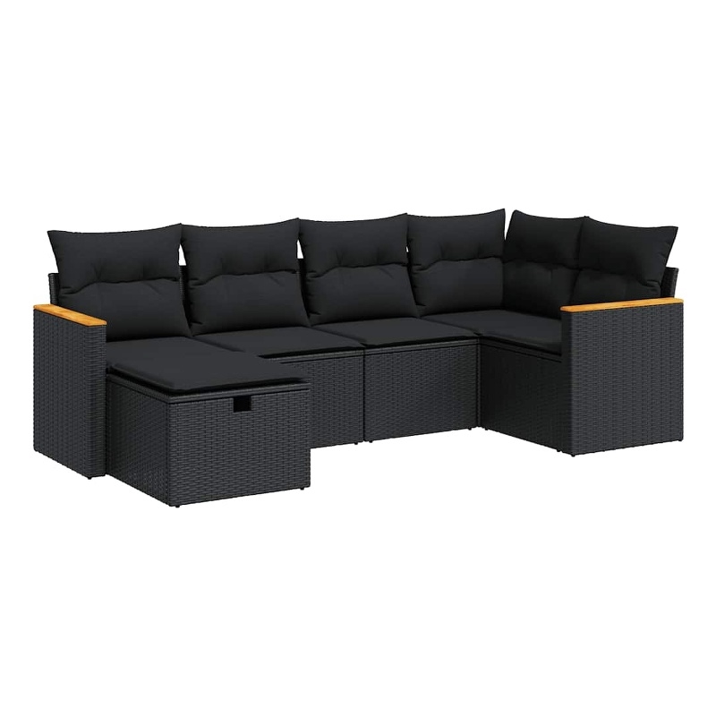 vidaXL 6 Piece Steel Sofa Set in Black