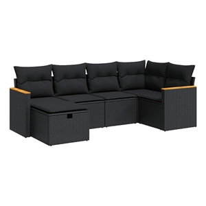 vidaXL 6 Piece Steel Sofa Set in Black