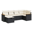 vidaXL 6 Piece Poly Rattan Sofa Set in Black/White/Cream