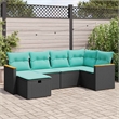 vidaXL 6 Piece Poly Rattan Sofa Set in Black/Blue