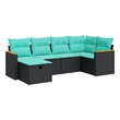 vidaXL 6 Piece Poly Rattan Sofa Set in Black/Blue