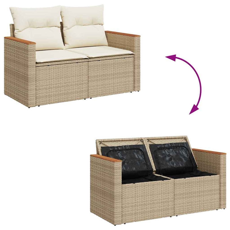 vidaXL 6 Piece Solid Acacia Wood Sofa Set in Beige