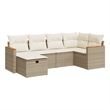 vidaXL 6 Piece Solid Acacia Wood Sofa Set in Beige