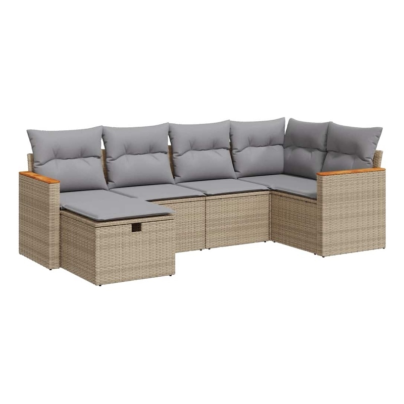 vidaXL 6 Piece Steel Large Sofa Set in Gray/Beige