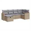 vidaXL 6 Piece Steel Large Sofa Set in Gray/Beige
