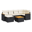 vidaXL 7 Piece Steel Sofa Set in Black/White/Cream