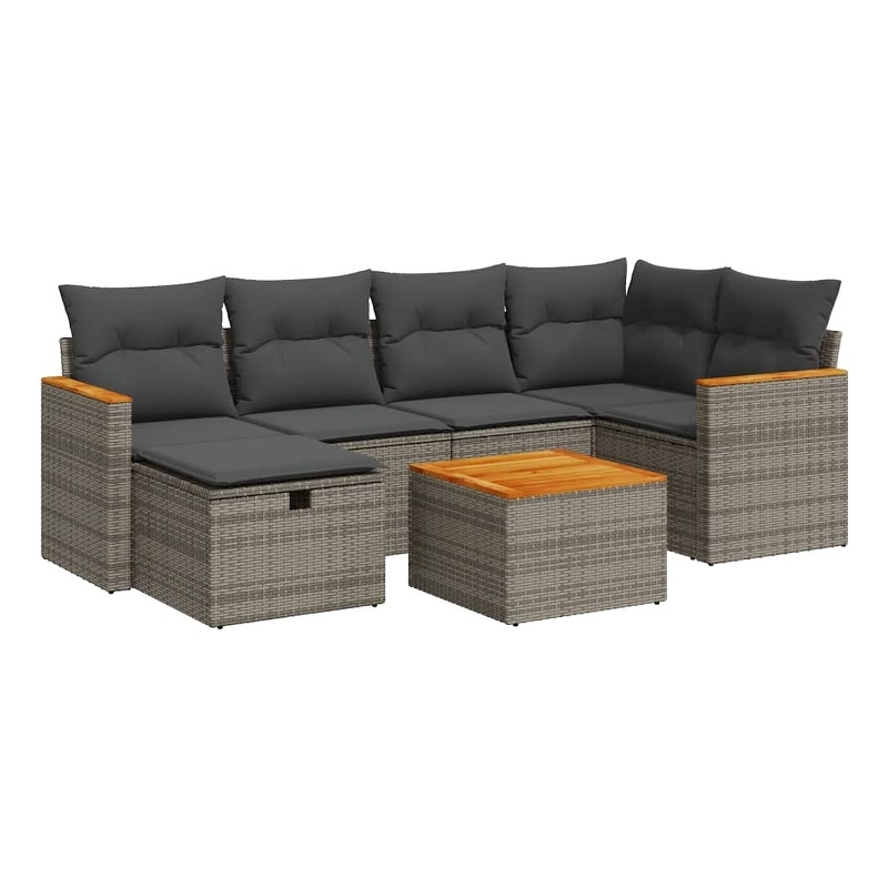 vidaXL 7 Piece Solid Acacia Wood Sofa Set in Gray