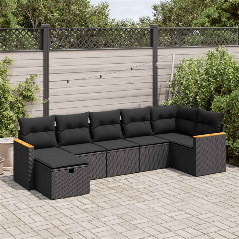 vidaXL 7 Piece Steel Sofa Set in Black