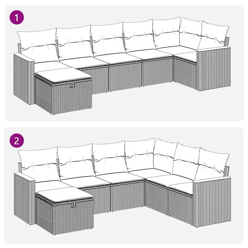 vidaXL 7 Piece Steel Sofa Set in Black
