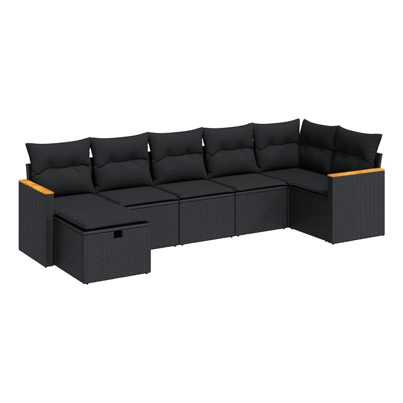 vidaXL 7 Piece Steel Sofa Set in Black
