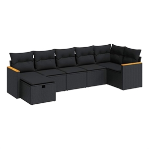 vidaXL 7 Piece Steel Sofa Set in Black