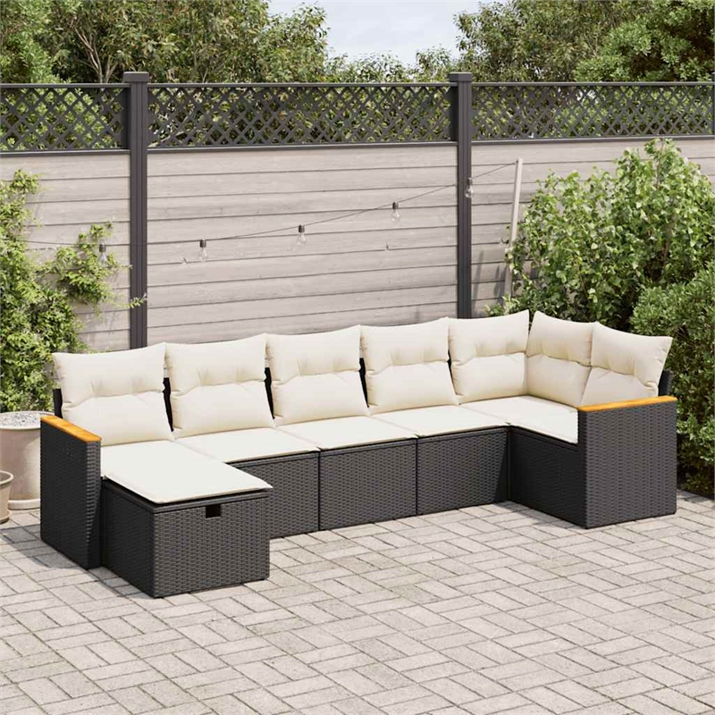 vidaXL 7 Piece Sofa Set in Black/White/Cream