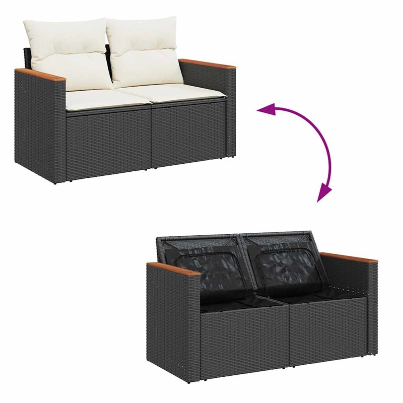 vidaXL 7 Piece Sofa Set in Black/White/Cream