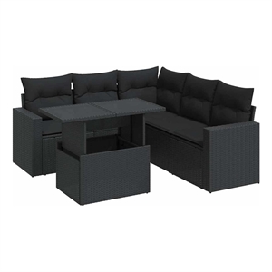 vidaXL 6 Piece Poly Rattan Sofa Set in Black