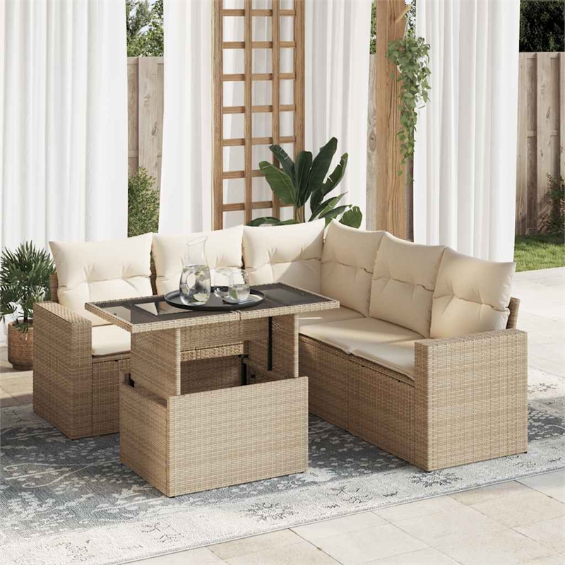 vidaXL 6 Piece Steel Sofa Set in Beige