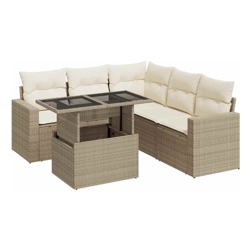 vidaXL 6 Piece Steel Sofa Set in Beige