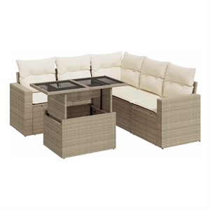 vidaXL 6 Piece Steel Sofa Set in Beige