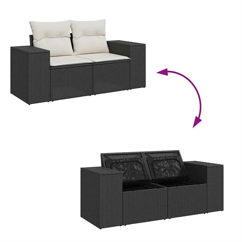 vidaXL Steel Large Sofa Set in Black