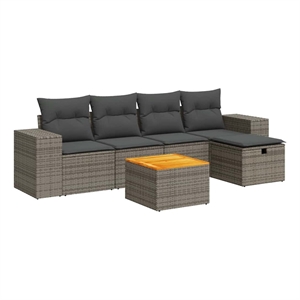 vidaXL 6 Piece Poly Rattan Large Sofa Set in Gray