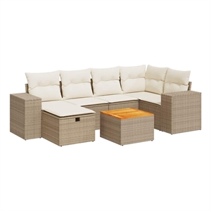 vidaXL 7 Piece Steel Large Sofa Set in Beige
