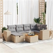 vidaXL 7 Piece Poly Rattan Large Sofa Set in Beige