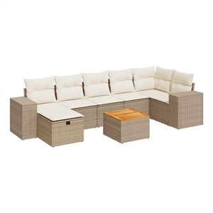 vidaXL 8 Piece Steel Large Sofa Set in Beige