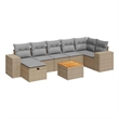 vidaXL 8 Piece Solid Acacia Wood Large Sofa Set in Beige