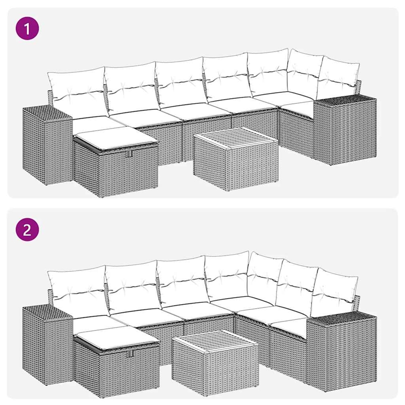 vidaXL 8 Piece Solid Acacia Wood Large Sofa Set in Gray