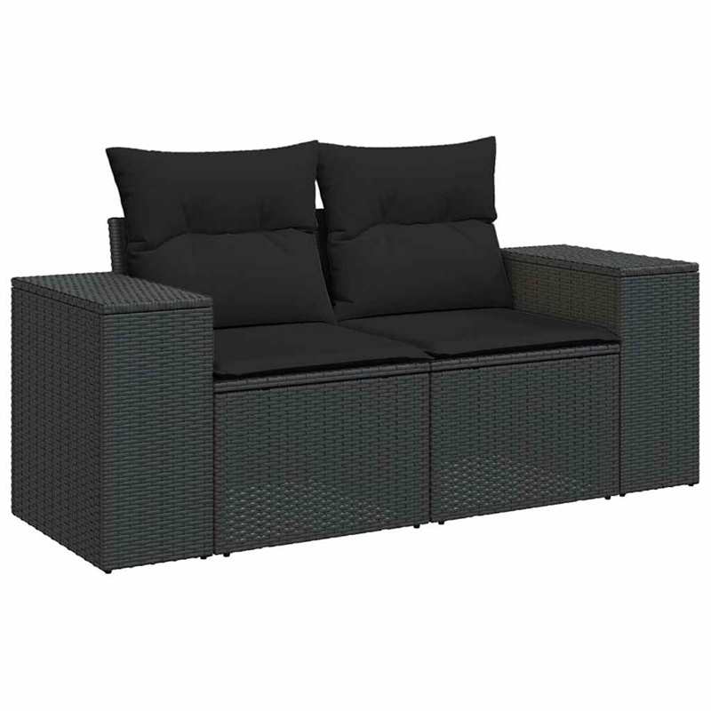 vidaXL 9 Piece Steel Sofa Set in Black