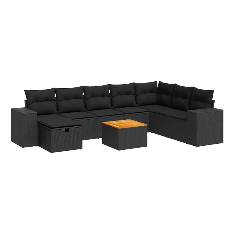 vidaXL 9 Piece Steel Sofa Set in Black