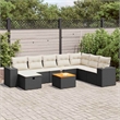 vidaXL 9 Piece Poly Rattan Sofa Set in Black/White/Cream