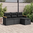 vidaXL 4 Piece Steel Medium Sofa Set in Black