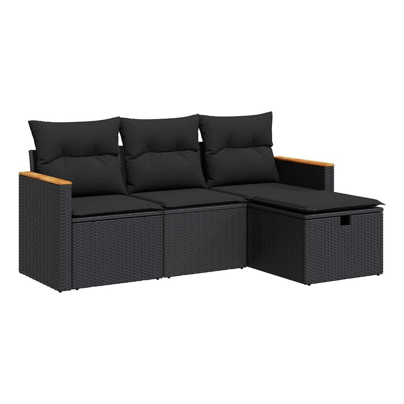 vidaXL 4 Piece Steel Medium Sofa Set in Black