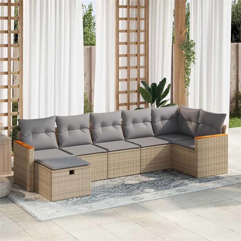 vidaXL 7 Piece Small Sofa Set in Beige