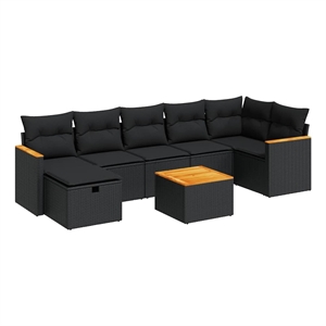 vidaXL 8 Piece Poly Rattan Sofa Set in Black