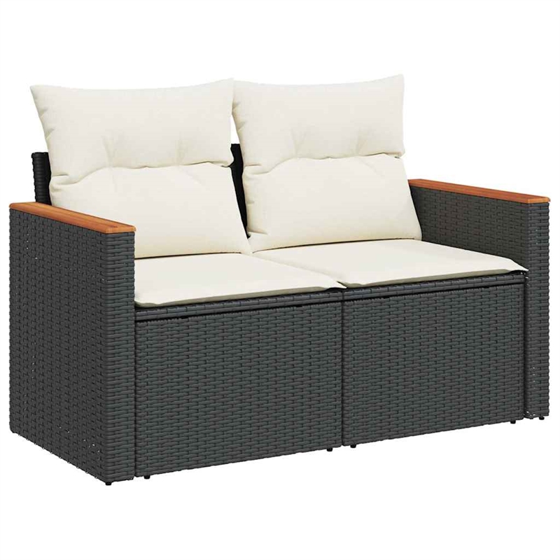 vidaXL 8 Piece Steel Sofa Set in Black/White/Cream