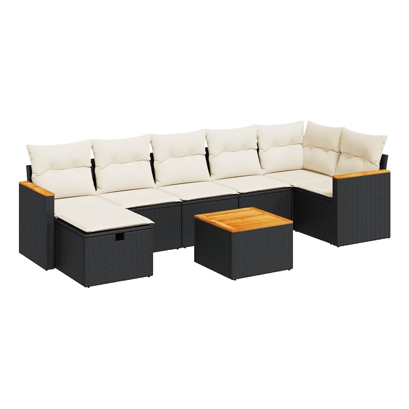 vidaXL 8 Piece Steel Sofa Set in Black/White/Cream