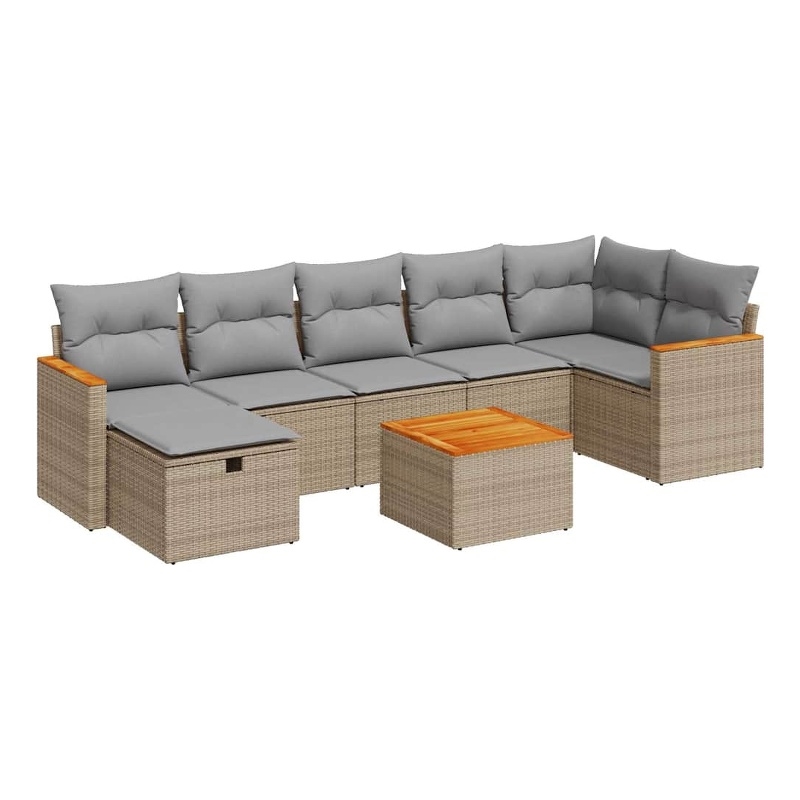 vidaXL 8 Piece Poly Rattan Sofa Set in Beige