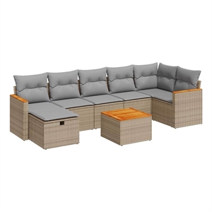 vidaXL 8 Piece Poly Rattan Sofa Set in Beige