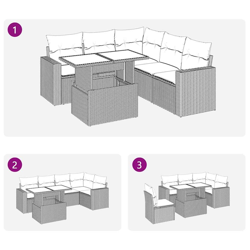 vidaXL 6 Piece Steel Sofa Set in Gray