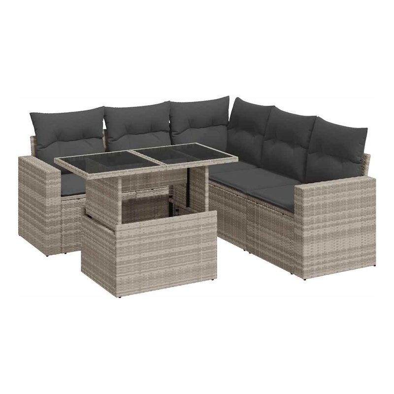 vidaXL 6 Piece Steel Sofa Set in Gray