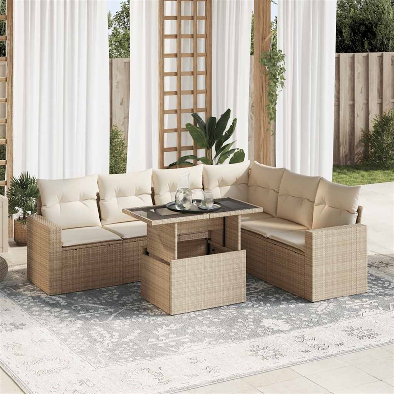 vidaXL 7 Piece Sofa Set in Beige